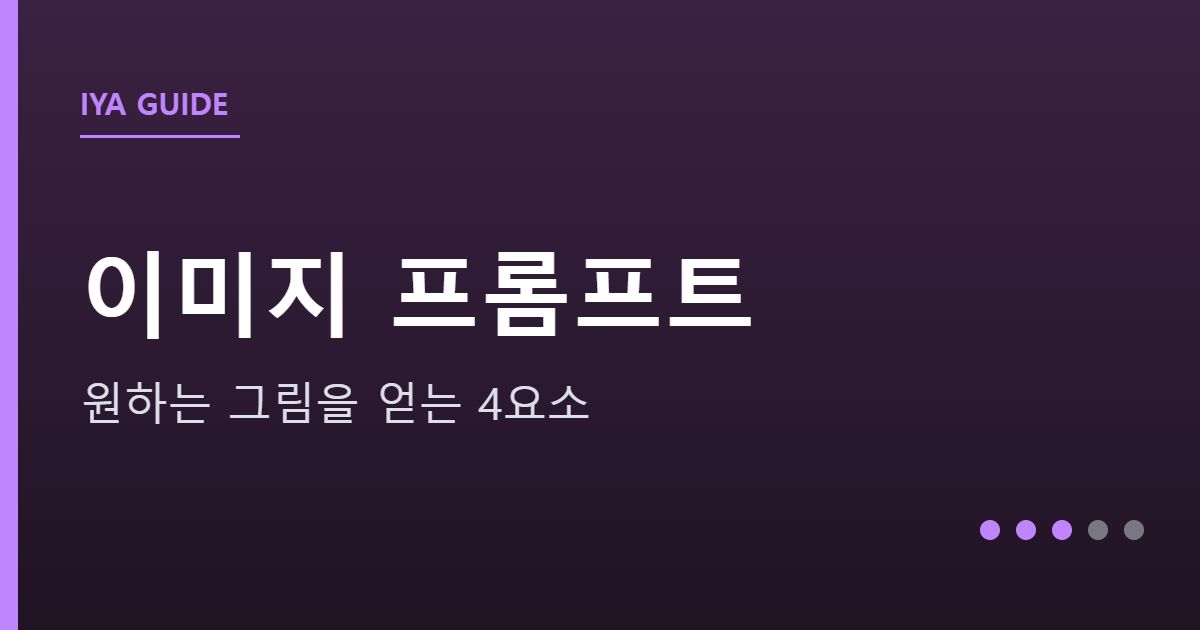 AI 이미지 생성 입문 안내 그래픽 — AI 이미지 생성 입문 — 원하는 그림을 얻는 프롬프트 4요소