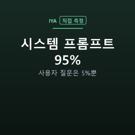 시스템 프롬프트 95% — 사용자 질문은 5%뿐