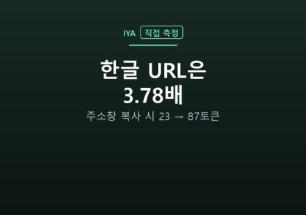 한글 URL은 3.78배 — 주소창 복사 시 23 → 87토큰
