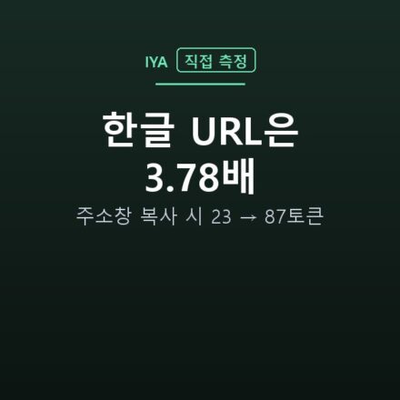 한글 URL은 3.78배 — 주소창 복사 시 23 → 87토큰